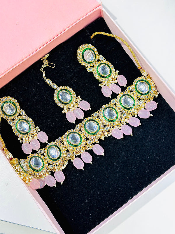 Neha Choker Set (Pink)
