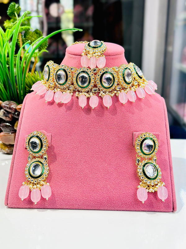 Neha Choker Set (Pink)